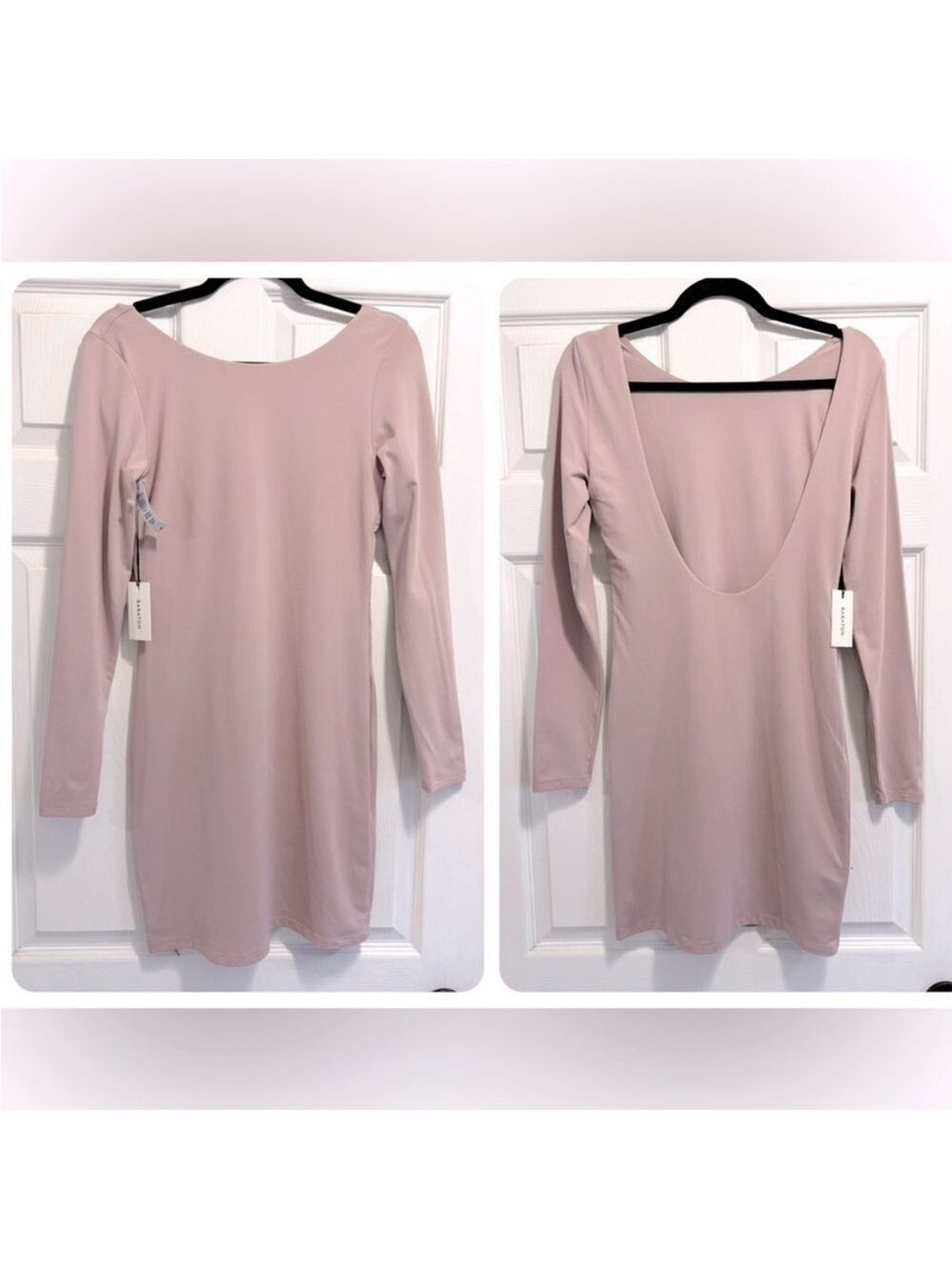 NWT Aritzia Babaton Contour Boatneck Mini Dress Scoop Back Pink Size Medium NEW